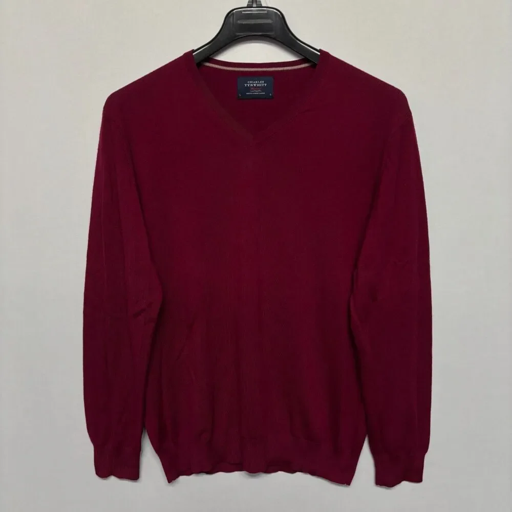 Charles Tyrwhitt Men Extra Fine Merino Wool Sweater Size Large V-Neck C133 -26